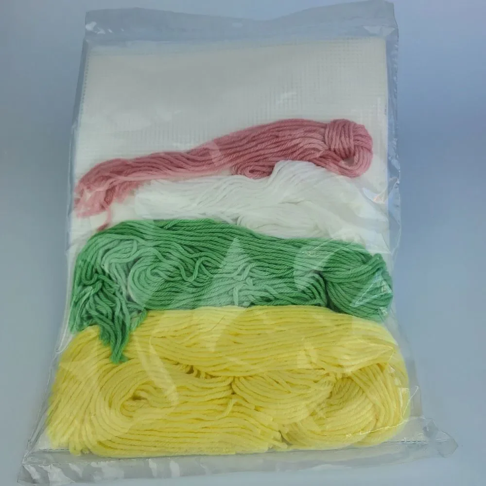 Vintage 1980 JM Designs Yarn Easter Basket Craft Kit Yellow bunny